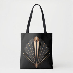 Art Deco Guld Fläkt Geometrisk Elegans Tygkasse
