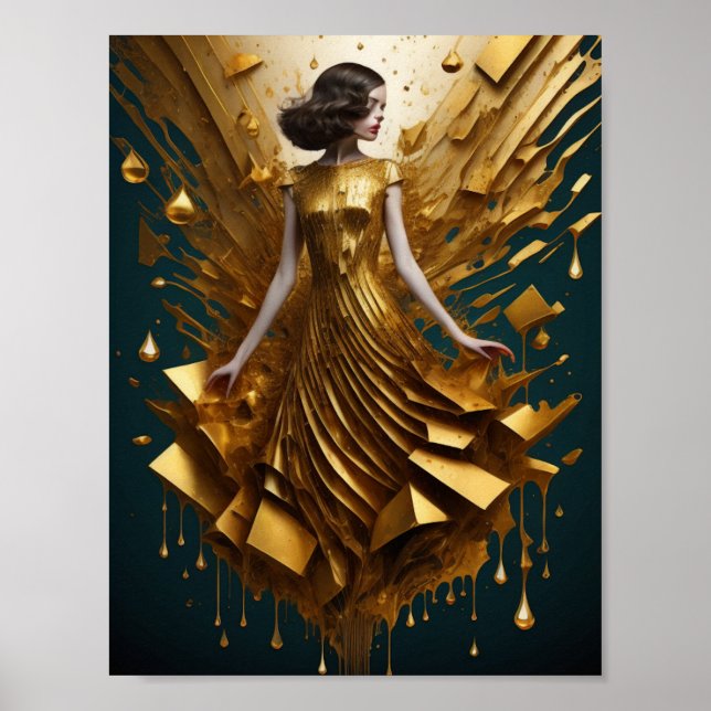 Art Deco guld flicka Poster (Framsidan)