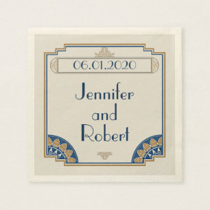 Art Deco Guld flottan Posh Bröllop Napkin Pappersservett