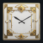 Art Deco Guld Fyrkantig Klocka<br><div class="desc">Underbar klockdesign. Du kommer att kärlek det som andra. Du kan fritt använda den här designen för andra produkter som du gillar eller anpassa och lägga till texten. Följ mig för mer. Tack. Ha en trevlig dag.</div>
