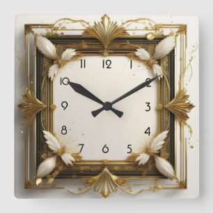 Art Deco Guld Fyrkantig Klocka