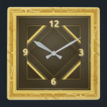 Art Deco guld Fyrkantig Klocka<br><div class="desc">Underbar och högkvalitativ utformning. Du kommer att kärlek det som andra. Du kan fritt använda den här designen för andra produkter som du gillar eller ändra och lägga till texten. Tack.</div>