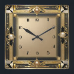 Art Deco guld Fyrkantig Klocka<br><div class="desc">Underbar klockdesign. Du kommer att kärlek det som andra. Du kan fritt använda den här designen för andra produkter som du gillar eller anpassa och lägga till texten. Följ mig för mer. Tack. Ha en trevlig dag.</div>