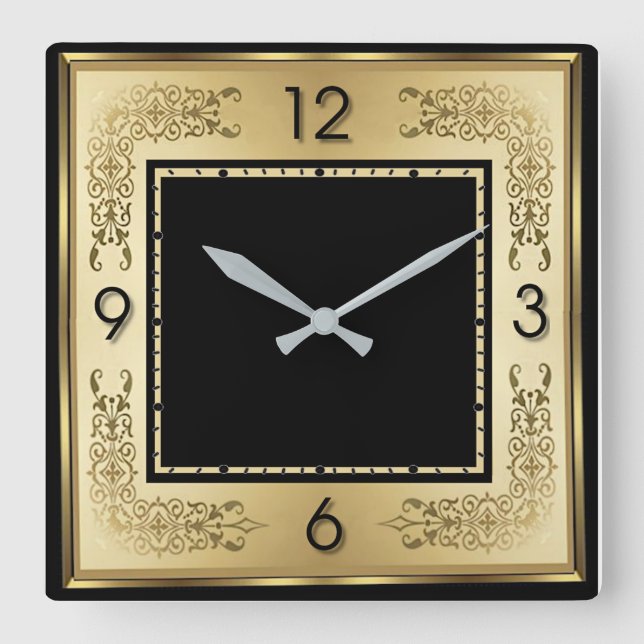 Art Deco Guld Fyrkantig Klocka (Framsida)