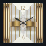 Art Deco guld Fyrkantig Klocka<br><div class="desc">Underbar klockdesign. Du kommer att kärlek det som andra. Du kan fritt använda den här designen för andra produkter som du gillar eller anpassa och lägga till texten. Följ mig för mer. Tack. Ha en trevlig dag.</div>