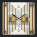 Art Deco guld Fyrkantig Klocka<br><div class="desc">Underbar klockdesign. Du kommer att kärlek det som andra. Du kan fritt använda den här designen för andra produkter som du gillar eller anpassa och lägga till texten. Följ mig för mer. Tack. Ha en trevlig dag.</div>