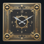 Art Deco Guld Fyrkantig Klocka<br><div class="desc">Underbar klockdesign. Du kommer att kärlek det som andra. Du kan fritt använda den här designen för andra produkter som du gillar eller anpassa och lägga till texten. Följ mig för mer. Tack. Ha en trevlig dag.</div>