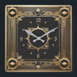 Art Deco Guld Fyrkantig Klocka<br><div class="desc">Underbar klockdesign. Du kommer att kärlek det som andra. Du kan fritt använda den här designen för andra produkter som du gillar eller anpassa och lägga till texten. Följ mig för mer. Tack. Ha en trevlig dag.</div>