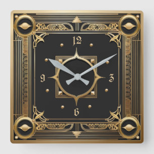 Art Deco Guld Fyrkantig Klocka