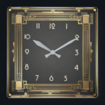 Art Deco Guld Fyrkantig Klocka<br><div class="desc">Underbar klockdesign. Du kommer att kärlek det som andra. Du kan fritt använda den här designen för andra produkter som du gillar eller anpassa och lägga till texten. Följ mig för mer. Tack. Ha en trevlig dag.</div>
