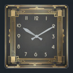 Art Deco Guld Fyrkantig Klocka<br><div class="desc">Underbar klockdesign. Du kommer att kärlek det som andra. Du kan fritt använda den här designen för andra produkter som du gillar eller anpassa och lägga till texten. Följ mig för mer. Tack. Ha en trevlig dag.</div>