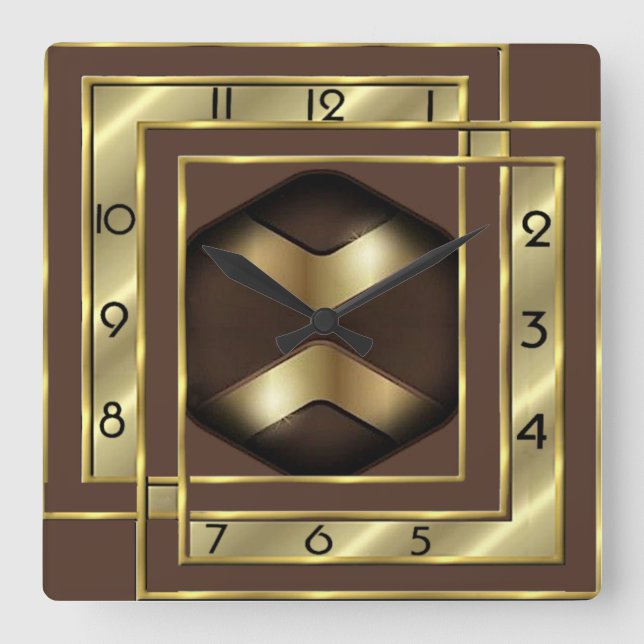Art Deco Guld Fyrkantig Klocka (Framsida)
