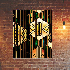 Art Deco Guld-glasruta Poster