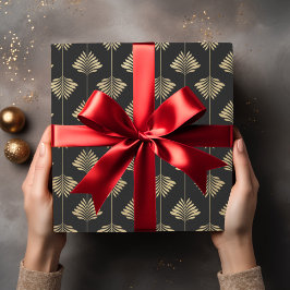 Art Deco Guld Handflatan Fern Fronts Mönster Presentpapper