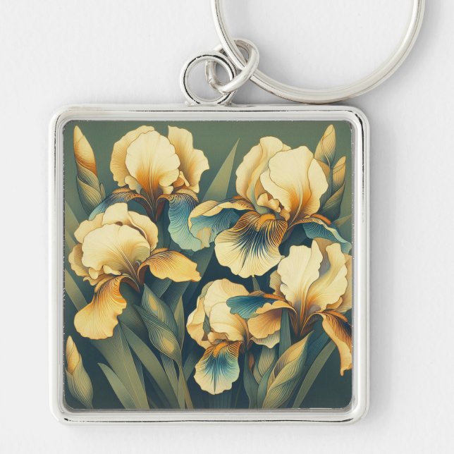 Art Deco Guld Iris Nyckelring (Framsidan)