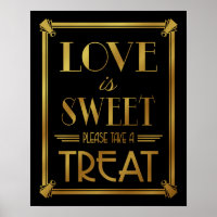 Art Deco GULD KÄRLEK ÄR SWEET B/G färg-byte