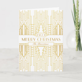 Art Deco Guld Löv God jul-kort Helgkort