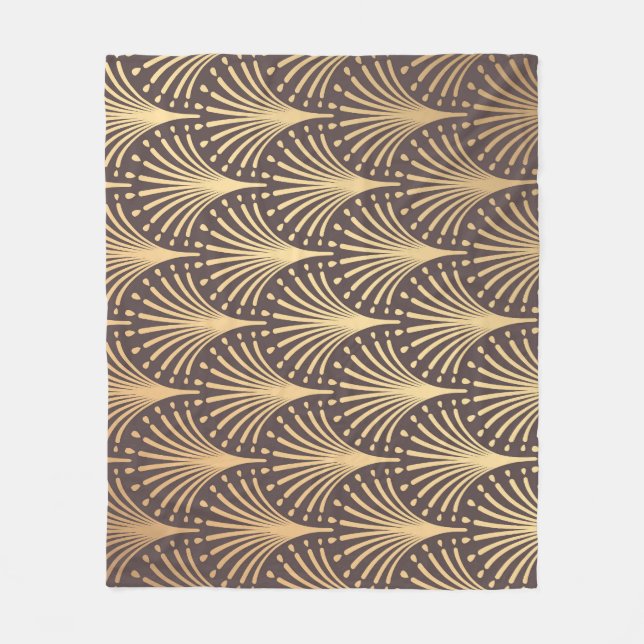 Art Deco Guld: Minimalistiskt geometriskt lyx Fleecefilt (Framsidan)