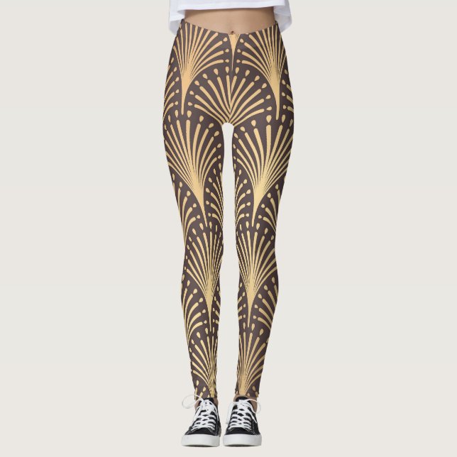 Art Deco Guld: Minimalistiskt geometriskt lyx Leggings (Framsida)