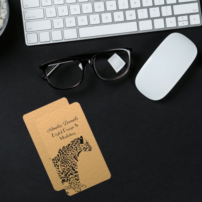 Art deco Guld och Black Jaguar Affärskort Visitkort (Skapare uppladdad)