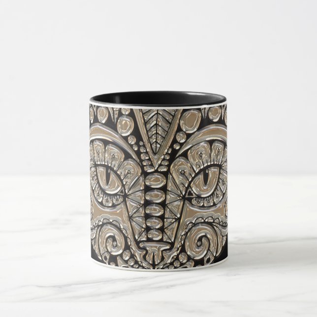 Art deco guld och svart egyptisk stil-katt mugg (Center)