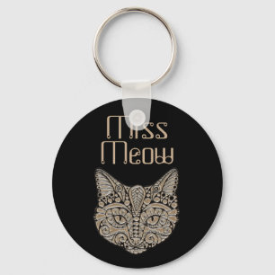 Art deco guld och svart egyptisk stil-katt nyckelring