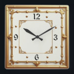 Art Deco Guld och White Fyrkantig Klocka<br><div class="desc">Underbar klockdesign. Du kommer att kärlek det som andra. Du kan fritt använda den här designen för andra produkter som du gillar eller anpassa och lägga till texten. Följ mig för mer. Tack. Ha en trevlig dag.</div>