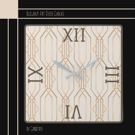 Art Deco Guld Pastel-Mörken Brun väggklocka för sv