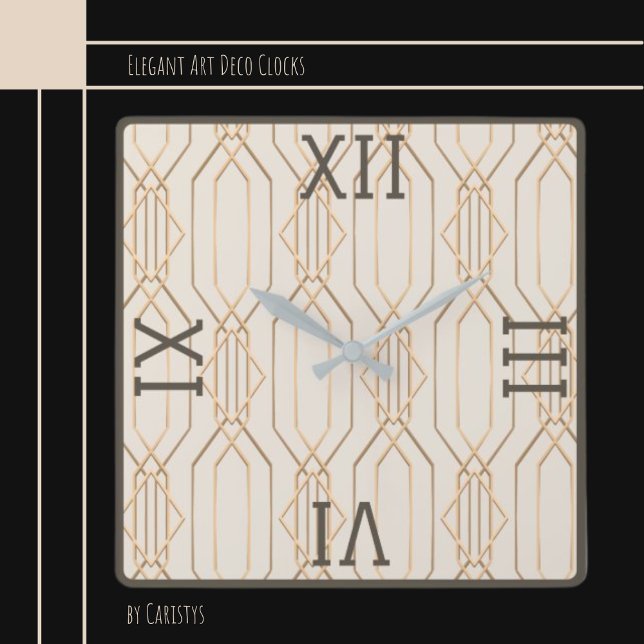 Art Deco Guld Pastel-Mörken Brun väggklocka för sv (Skapare uppladdad)