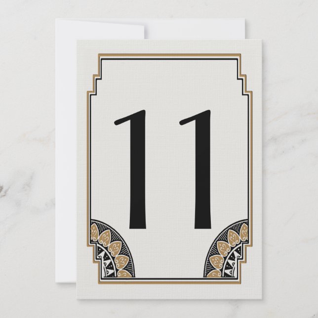 Art Deco Guld Posh Bordsnummer 11 (Framsida)