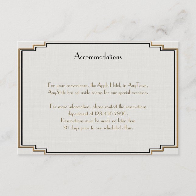 Art Deco Guld Posh Bröllop Infoga Tilläggskort (Framsida)