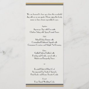 Art Deco Guld Posh Bröllop Menu Meny