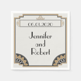 Art Deco Guld Posh Bröllop Napkin Pappersservett
