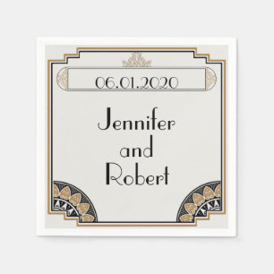 Art Deco Guld Posh Bröllop Napkin Pappersservett