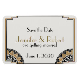 Art Deco Guld Posh Bröllop spara datum Magnet