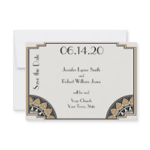 Art Deco Guld Posh Bröllop spara datum