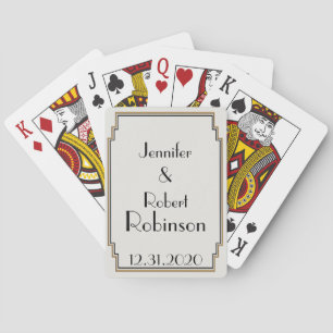 Art Deco Guld Posh Bröllop Spel Kort