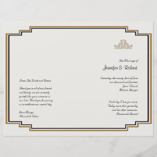 Art Deco Guld Posh Bröllopsprogram