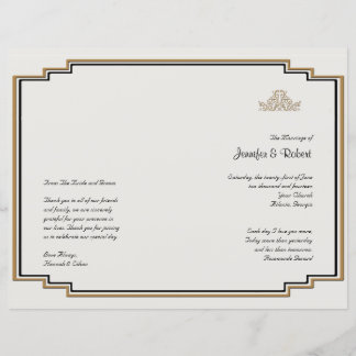 Art Deco Guld Posh Bröllopsprogram
