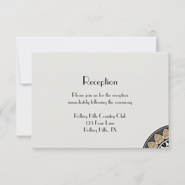 Art Deco Guld Posh Wedding Reception Inbjudningar (Framsida)