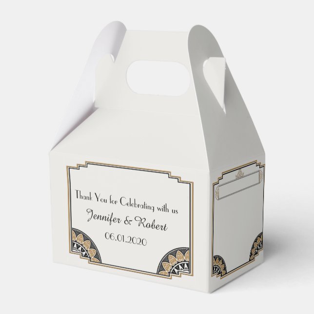 Art Deco Guld Posh Wedor Favor Box Presentaskar (Framsidan Sidan)