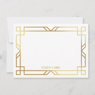 Art Deco Guld Ram Personlig Stationery Anteckningskort