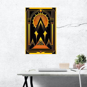 Art Deco Guld Red Black Artwork Poster