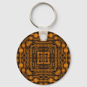 Art Deco Guld Retro Squares Abstrakt Art Nyckelring