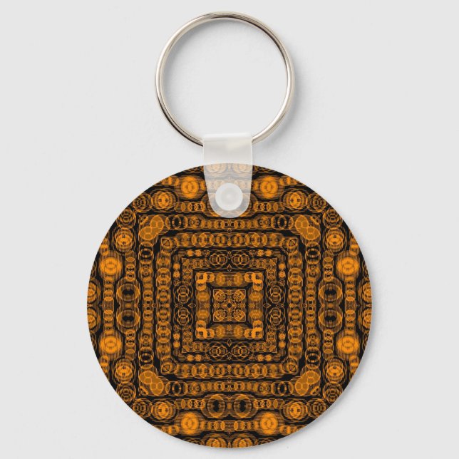 Art Deco Guld Retro Squares Abstrakt Art Nyckelring (Framsida)