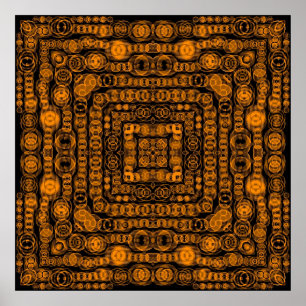 Art Deco Guld Retro Squares Abstrakt Art Poster