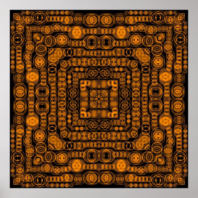 Art Deco Guld Retro Squares Abstrakt Art Poster (Framsidan)