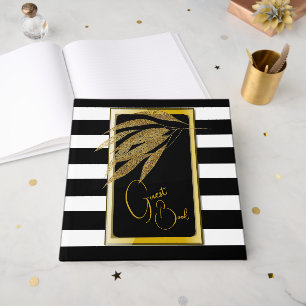 Art Deco Guld Ro Löv Black Rand Bröllop Gästböcker