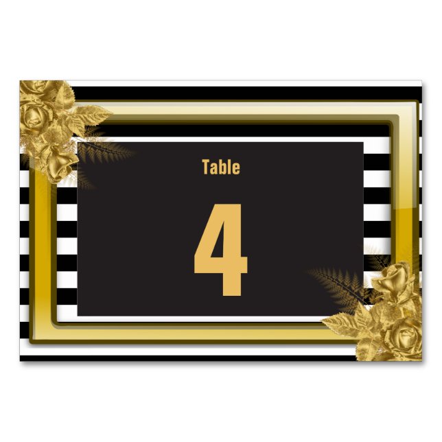 Art Deco Guld Ro, Rand Bröllop Bord utan kort (Framsidan)