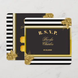 Art Deco Guld Ro & Rand Bröllop OSA-kort Inbjudningar